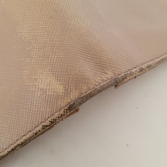 PRADA Beige Tan Leather Wallet Small Saffiano Card Case Holder Bifold - Picture 9 of 10